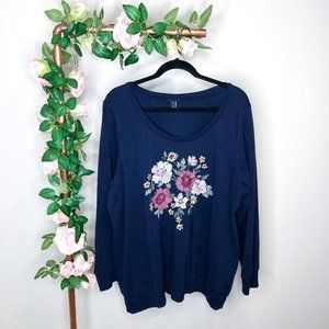 3/$30 Torrid Navy Floral Embroidered Sweater